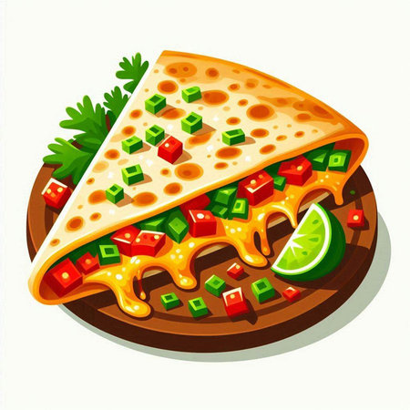 Mexican quesadilla on white background. Vector illustration.のイラスト素材