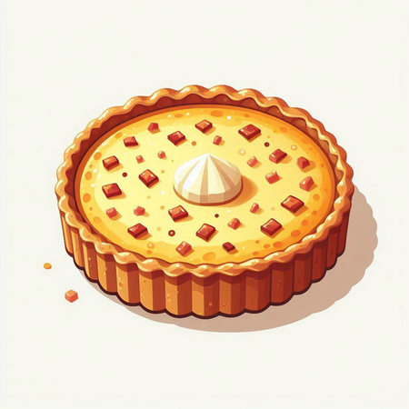 Illustration of a pie with a cream filling on a white backgroundのイラスト素材