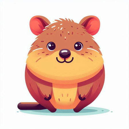 Cute cartoon beaver. Vector illustration isolated on white background.のイラスト素材
