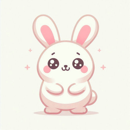 Cute cartoon rabbit. Vector illustration. Cute animal character.のイラスト素材