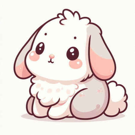 Cute cartoon rabbit isolated on white background. Vector illustration of a dog.のイラスト素材