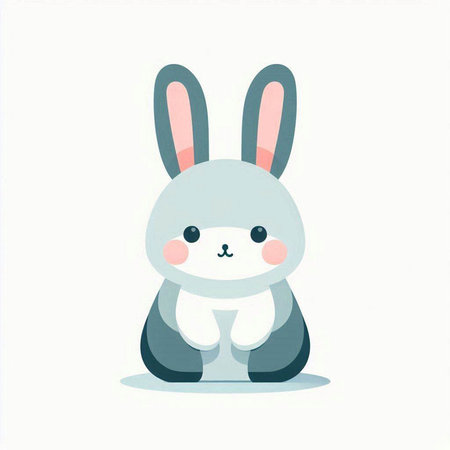 Cute rabbit. Vector illustration in flat style on white background.のイラスト素材