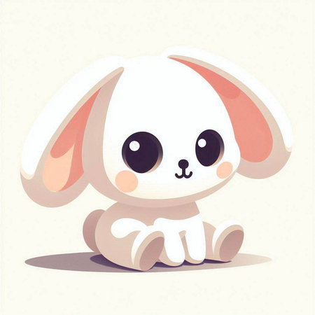 Cute cartoon baby rabbit on a light background. Vector illustration.のイラスト素材