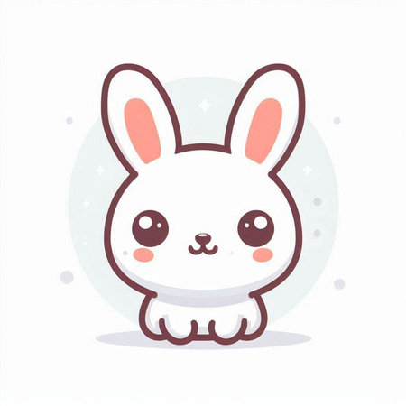 Cute cartoon rabbit. Vector illustration in a flat style on a white background.のイラスト素材