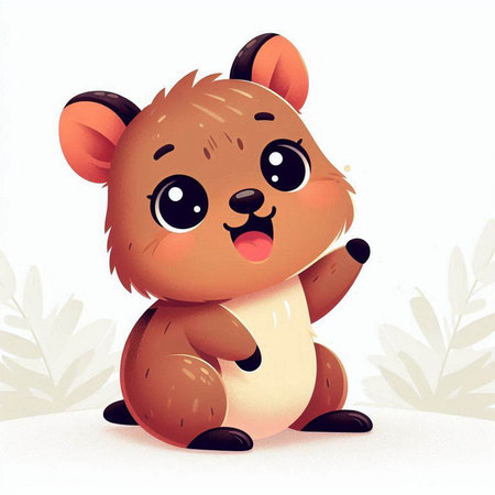 Cute cartoon hamster sitting on the snow. Vector illustration.のイラスト素材