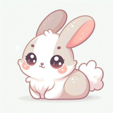 Cute cartoon bunny. Vector illustration of a cute little rabbit.のイラスト素材