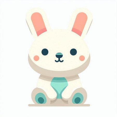 Cute cartoon bunny sitting on a white background. Vector illustration.のイラスト素材