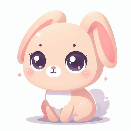 Cute cartoon baby bunny. Vector illustration on a white background.のイラスト素材