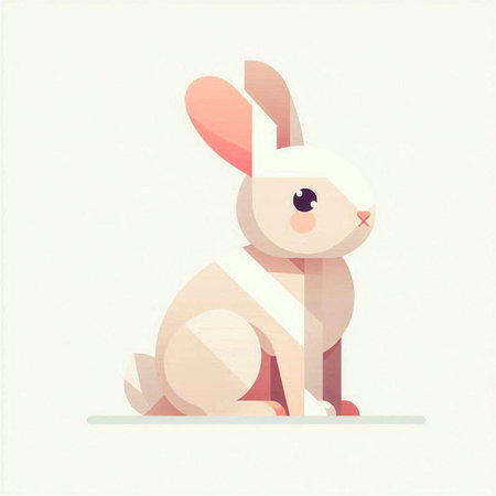 Illustration of a cute rabbit in a flat style. Vector illustration.のイラスト素材