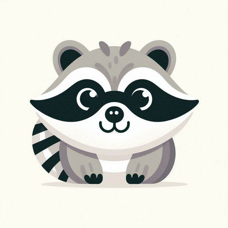 Cute raccoon cartoon character. Vector illustration in flat style.のイラスト素材