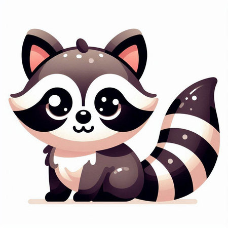Cute cartoon raccoon on a white background. Vector illustration.のイラスト素材