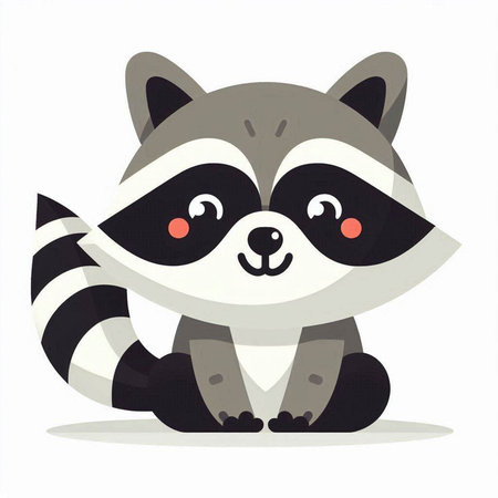 Cute raccoon. Vector illustration isolated on a white background.のイラスト素材