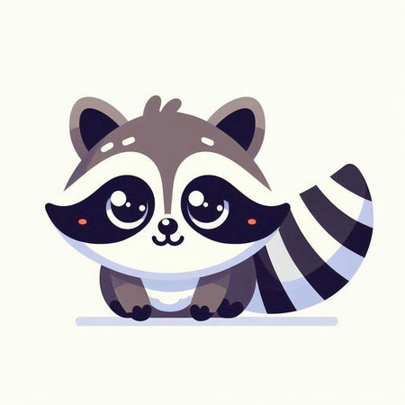 Cute raccoon vector illustration. Cute cartoon raccoon character.のイラスト素材