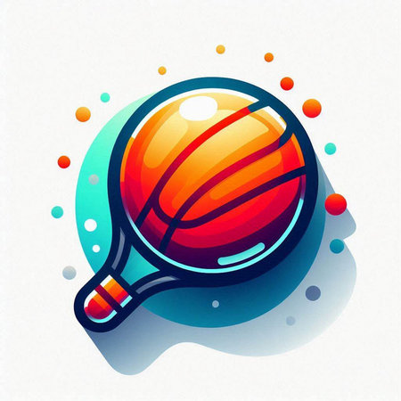 Vector tennis racket and ball icon on a white background. Illustration.のイラスト素材