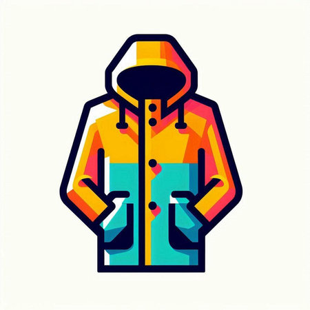 Illustration of a hooded jacket with a hood, vector illustrationのイラスト素材