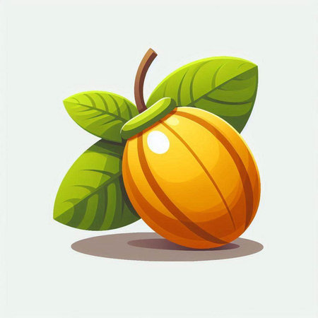 Physalis fruit with green leaves on white background. Vector illustration.のイラスト素材