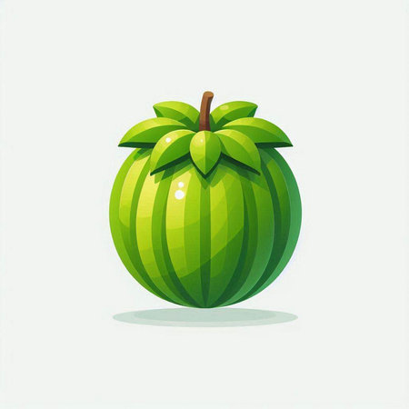 Illustration of a green tropical fruit isolated on a white background.のイラスト素材