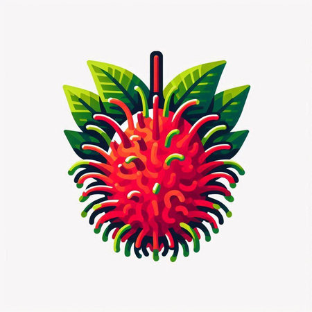 Rambutan fruit vector illustration isolated on white background. Rambutan icon.のイラスト素材