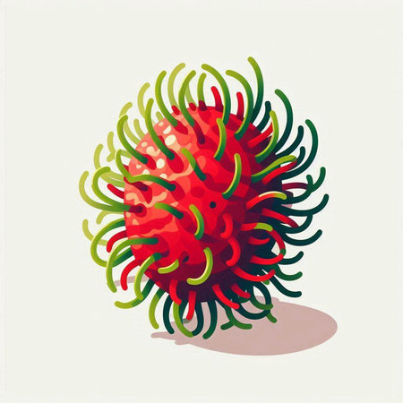 Rambutan vector illustration. Exotic tropical fruit isolated on white background.のイラスト素材