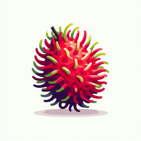 Vector illustration of a red rambutan on a white background.のイラスト素材