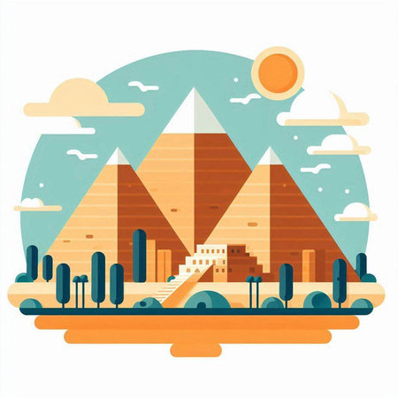 Egyptian pyramids. Vector illustration in flat style. EPS10のイラスト素材