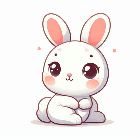 Cute cartoon bunny isolated on a white background. Vector illustration.のイラスト素材