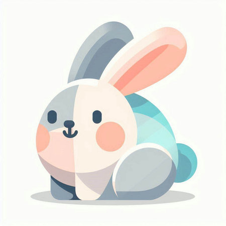 Cute cartoon rabbit. Vector illustration in flat style. Isolated on white background.のイラスト素材