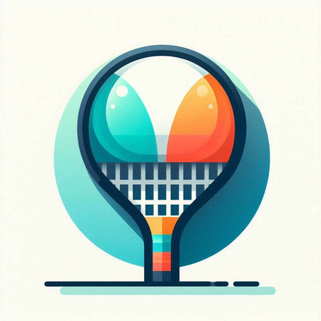 Tennis racket and ball icon, flat design, vector illustration.のイラスト素材