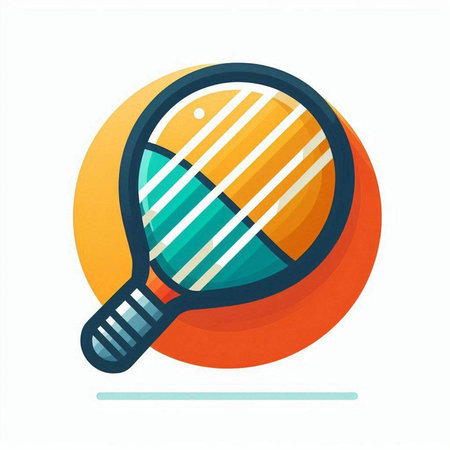 Tennis racket and ball icon. Vector illustration in flat style.のイラスト素材