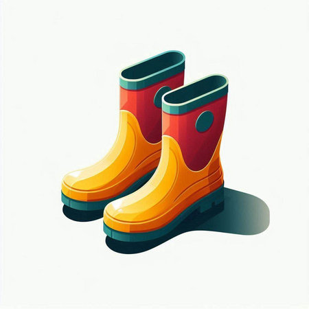 Rubber boots with shadow on a white background. Vector illustration.のイラスト素材