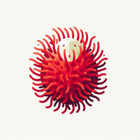 Illustration of an isolated red rambutan on a white backgroundのイラスト素材
