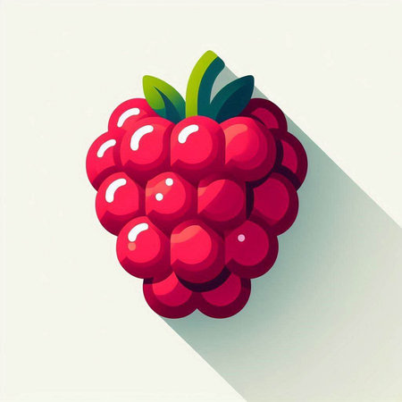Raspberry icon, flat design with long shadow, vector illustration.のイラスト素材