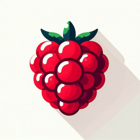 Raspberry icon with long shadow on white background. Vector illustration.のイラスト素材