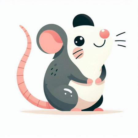 Cute cartoon mouse. Vector illustration isolated on a white background.のイラスト素材