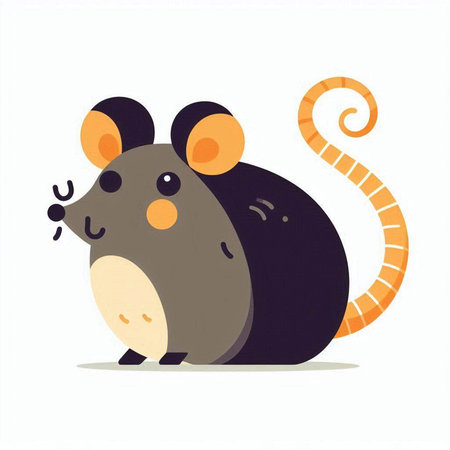 Cute cartoon rat isolated on a white background. Vector illustration.のイラスト素材