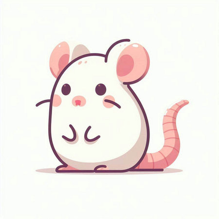 Vector illustration of a cute white mouse. Isolated on white background.のイラスト素材