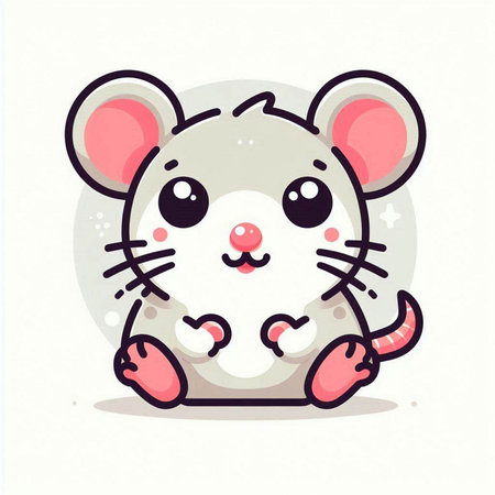 Cute mouse cartoon character. Vector illustration. Cute rat.のイラスト素材