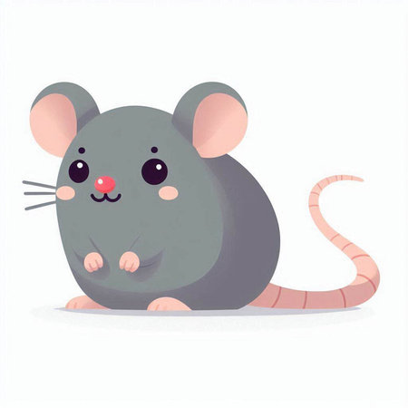 Cute cartoon mouse isolated on a white background. Vector illustration.のイラスト素材