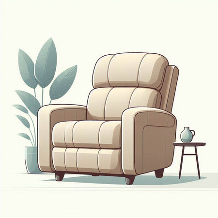 Comfortable armchair in the living room. Vector illustration in cartoon styleのイラスト素材