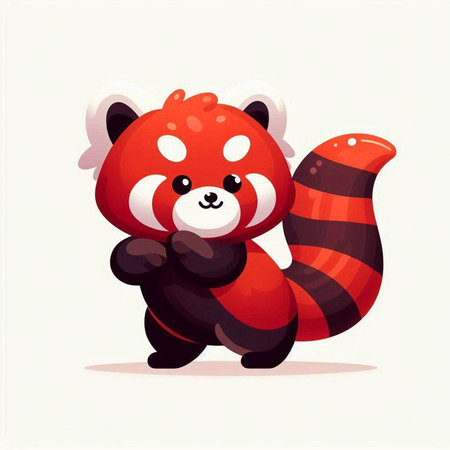 Cute cartoon red panda. Vector illustration on white background.のイラスト素材