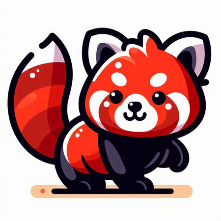 Red panda cartoon character on white background. Vector illustration for your designのイラスト素材