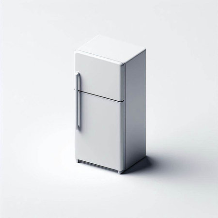 3D rendering of a white refrigerator isolated on a white background.のイラスト素材