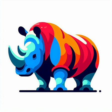 Colorful rhinoceros isolated on white background. Vector illustration.のイラスト素材