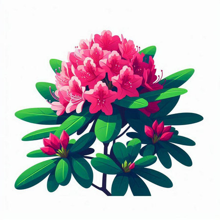 Pink rhododendron flowers isolated on white background. Vector illustration.のイラスト素材