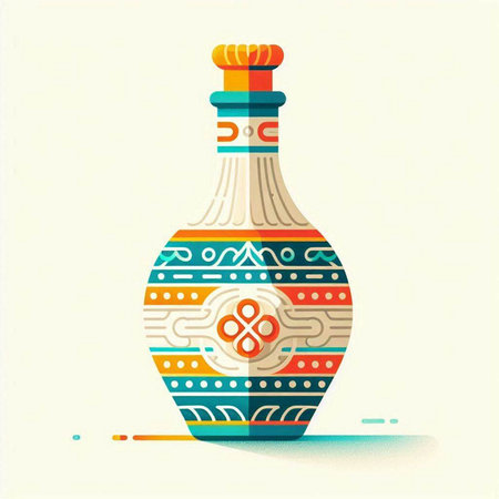 Vector illustration of a bottle with a pattern on a light background.のイラスト素材
