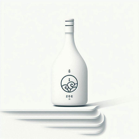 Wine bottle mockup on a stack of white paper. Vector illustration.のイラスト素材
