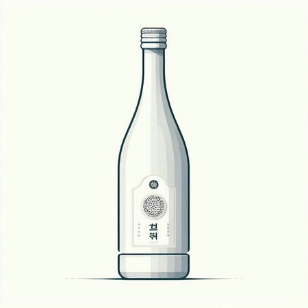 Vector illustration of a bottle of white wine on a light background.のイラスト素材