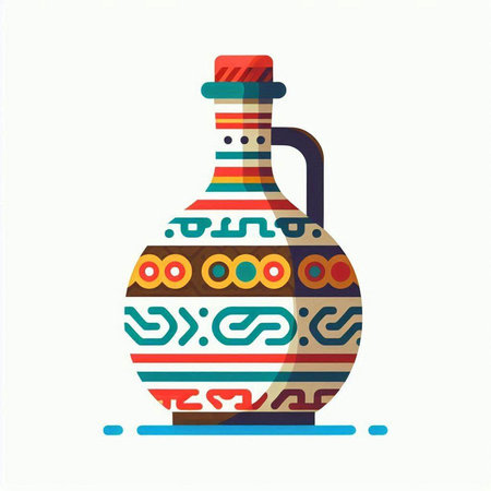 Vector illustration of a vase with a pattern on the wall.のイラスト素材