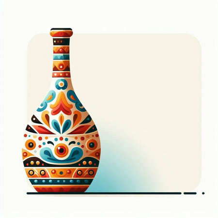 Colorful vase with ethnic ornament on white background. Vector illustration.のイラスト素材