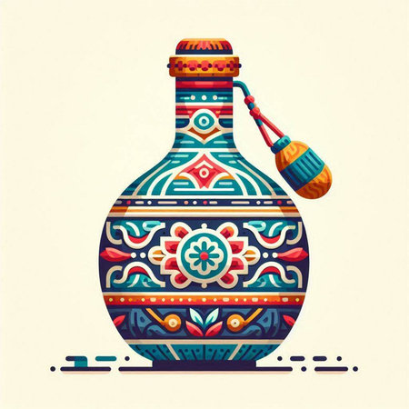 Vector illustration of a vase with a pattern in the style of folk art.のイラスト素材